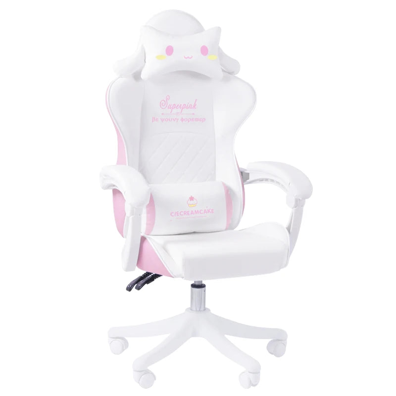 2026 Pink & White Letter Computer Chair Girls living room Study Chair Liftable Rotating Gaming Chair Promotion silla gamer