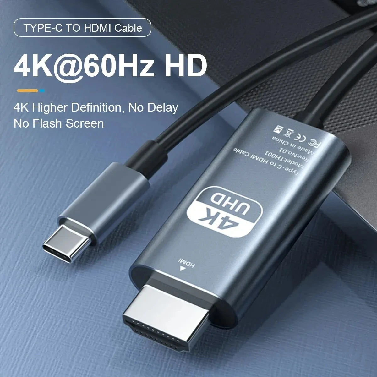 Cable de conversión de vídeo HD 4K tipo C a HDTV, cable de proyección de pantalla trenzado de 2 metros para TV y ordenador