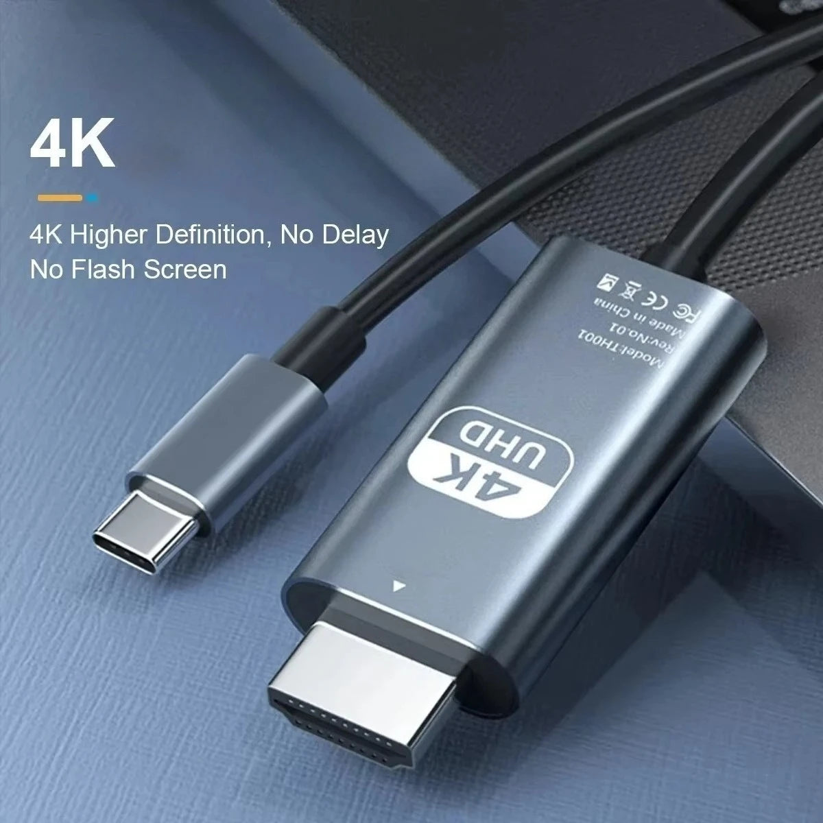 Cable de conversión de vídeo HD 4K tipo C a HDTV, cable de proyección de pantalla trenzado de 2 metros para TV y ordenador