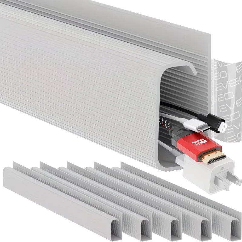 1 unidad de bandeja para cables de escritorio de PVC de 40x5,1 cm, ubicada debajo de la bandeja para cables de escritorio.