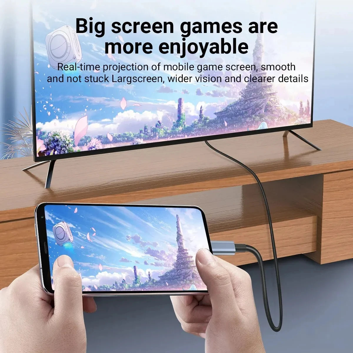 Cable de conversión de vídeo HD 4K tipo C a HDTV, cable de proyección de pantalla trenzado de 2 metros para TV y ordenador