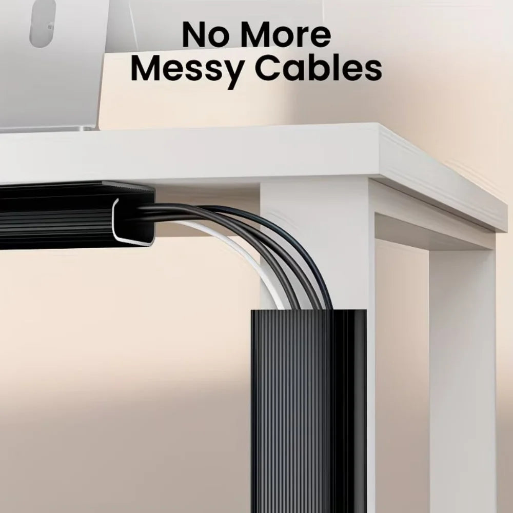 1 unidad de bandeja para cables de escritorio de PVC de 40x5,1 cm, ubicada debajo de la bandeja para cables de escritorio.